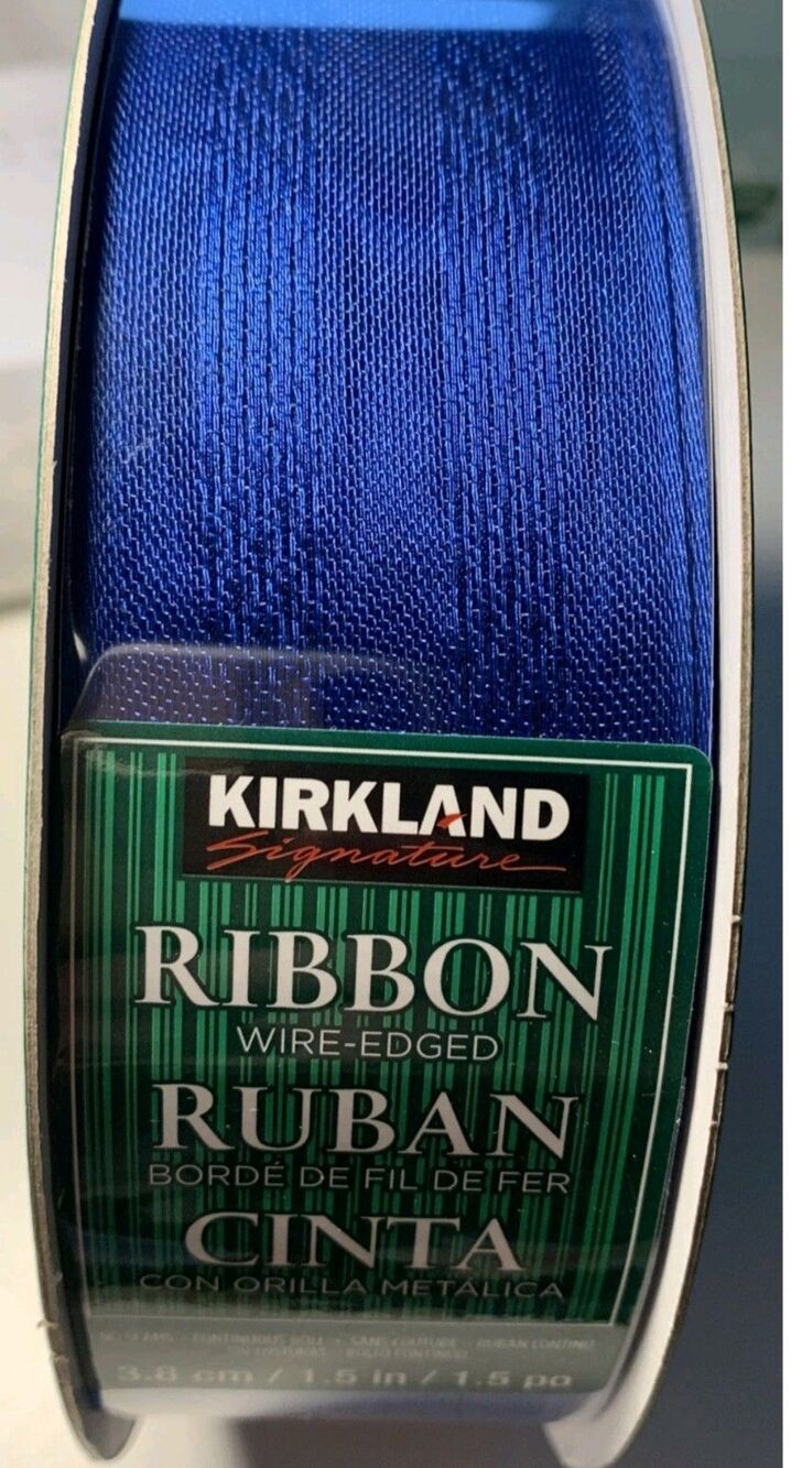Kirkland Signature Royal Blue Textured Wire Edged Ribbon Spool 1.5"x50 Yards New